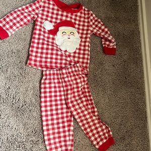 Classic whimsy Santa red plaid Christmas pajama set